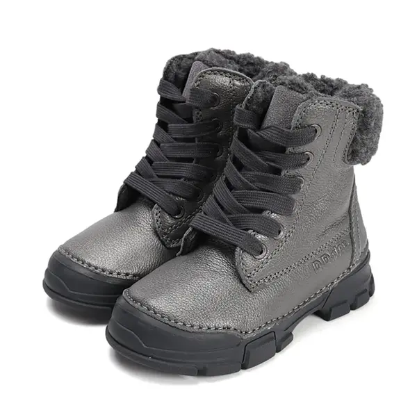 Ghete îmblănite D.D Step, înalte, piele naturală, gri sidef_W056-52456CM-26_Pebebe