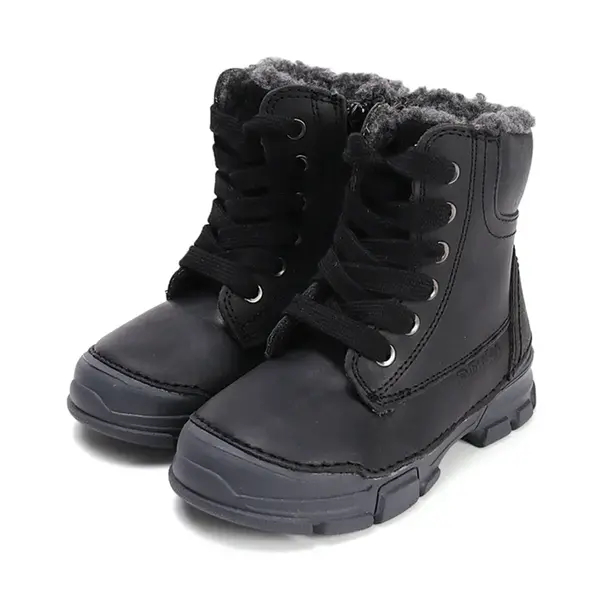 Ghete îmblănite D.D Step, înalte, piele naturală, negru_W056-52456BM-25_Pebebe