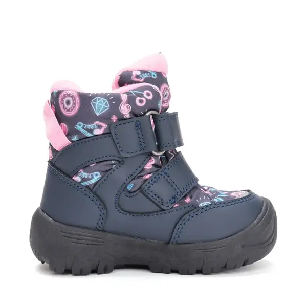 Ghete impermeabile D.D Step, captuseala din blana, Aqua-Tex, bleumarin cu print roz_P081-52616A-25_Pebebe