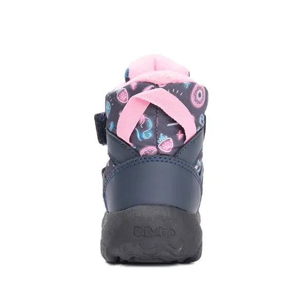 Ghete impermeabile D.D Step, captuseala din blana, Aqua-Tex, bleumarin cu print roz_P081-52616A-25_Pebebe