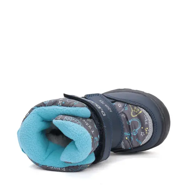 Ghete impermeabile D.D Step, captuseala din blana, Aqua-Tex, bleumarin cu print bleu_P081-52299A-27_Pebebe