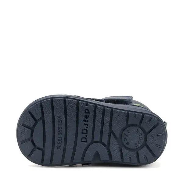 Ghete inalte din piele naturala pentru baieti, D.D.Step, imblanite, bleumarin, desen cos baschet_W071-52577B-20_Pebebe