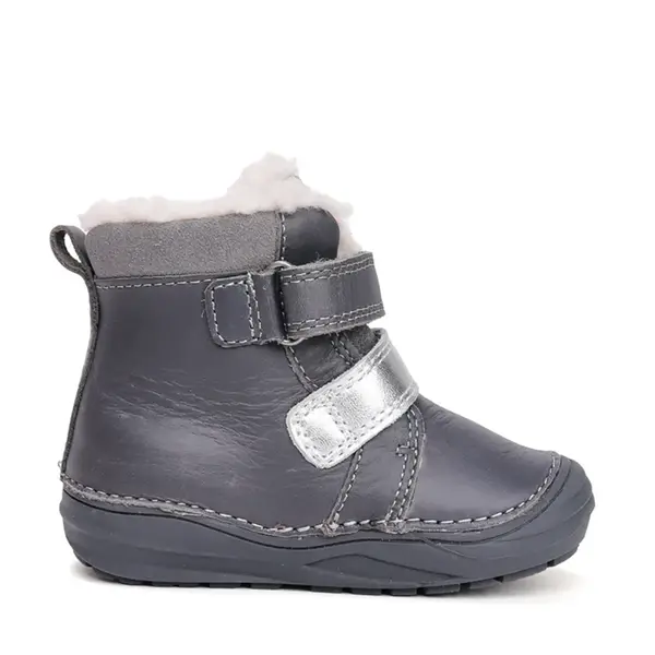 Ghete inalte din piele naturala pentru fete, D.D.Step, imblanite, gri inchis, pasare in colivie_W071-52381B-24_Pebebe