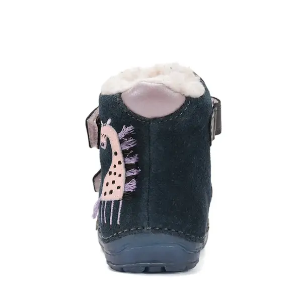 Ghete inalte imblanite D.D.Step, piele naturala, talpa flexibila si fluorsecenta, bleumarin, model cu girafa_W029-52766A-24_Pebebe