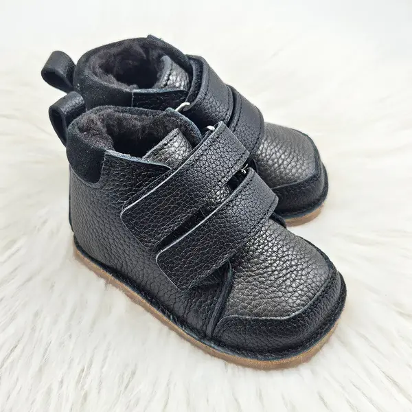 Ghete primii pasi, piele naturala, captuseala din blanita, talpa felxibila, negru / argintiu_RO-22-8-22_Pebebe