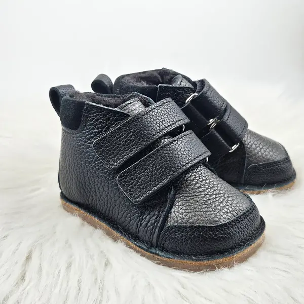 Ghete primii pasi, piele naturala, captuseala din blanita, talpa felxibila, negru / argintiu_RO-22-8-22_Pebebe