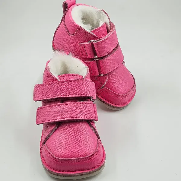 Ghete copii, barefoot, primii pasi, piele naturala, captuseala din blanita, talpa felxibila,  roz fuchsia_RO-22-20-18_Pebebe
