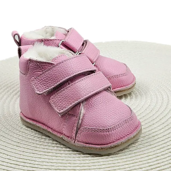 Ghete copii, barefoot, primii pasi, piele naturala, captuseala din blanita, talpa felxibila, roz_RO-22-19-21_Pebebe
