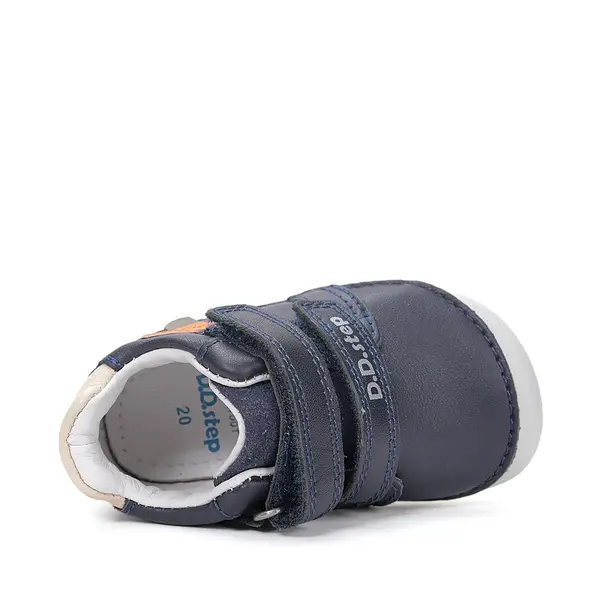 Pantofi Barefoot D.D. Step baieti, piele naturala, primii pasi, bleumarin design cătel_S070-61533B-20_Pebebe