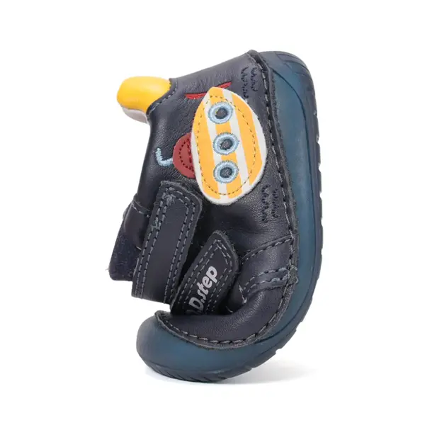 Pantofi Barefoot D.D. Step baieti, piele naturala, primii pasi, bleumarin, design submarin_S070-61420-25_Pebebe