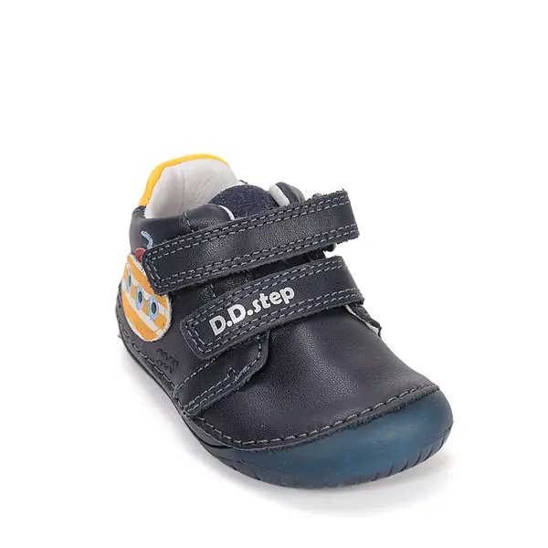 Pantofi Barefoot D.D. Step baieti, piele naturala, primii pasi, bleumarin, design submarin_S070-61420-25_Pebebe