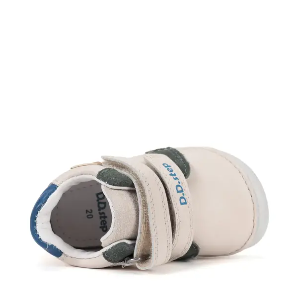 Pantofi Barefoot D.D. Step baieti, piele naturala, primii pasi, crem design cătel_S070-61533A-25_Pebebe