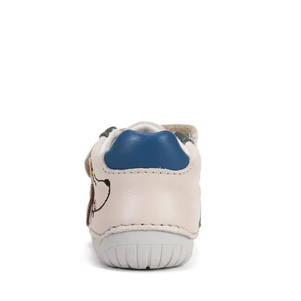 Pantofi Barefoot D.D. Step baieti, piele naturala, primii pasi, crem design cătel_S070-61533A-25_Pebebe