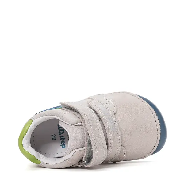 Pantofi Barefoot D.D. Step baieti, piele naturala, primii pasi, gri deschis, design submarin_S070-61420A-24_Pebebe