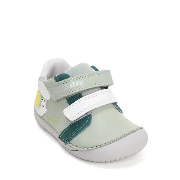 Pantofi Barefoot D.D. Step baieti, piele naturala, primii pasi, verde menta, design cu melc_S070-61995B-24_Pebebe