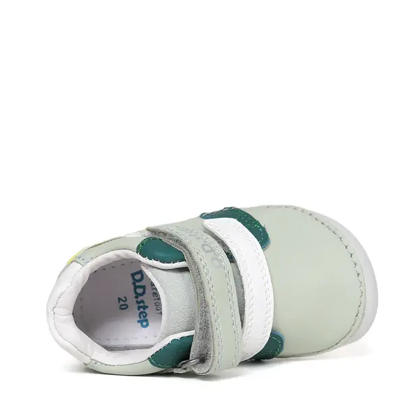 Pantofi Barefoot D.D. Step baieti, piele naturala, primii pasi, verde menta, design cu melc_S070-61995B-24_Pebebe