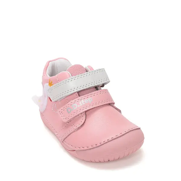 Pantofi Barefoot D.D. Step fete, piele naturala, primii pasi, roz, design cu lebadă_S070-61837A-25_Pebebe