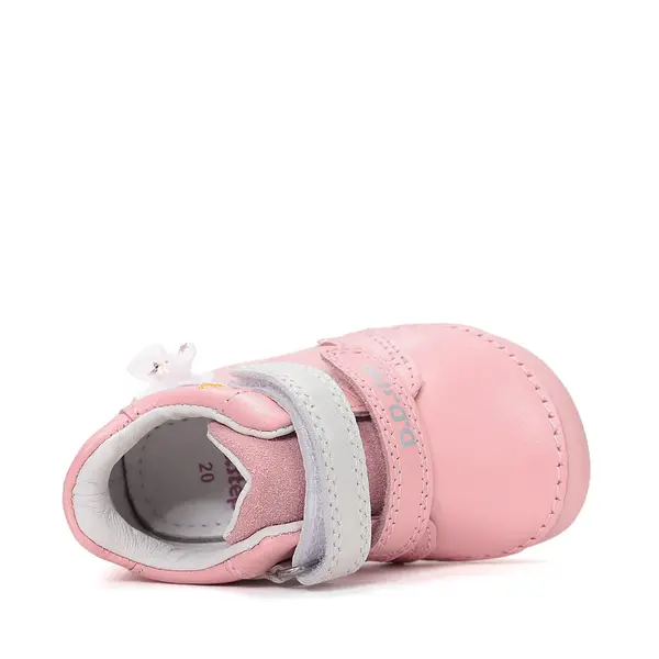 Pantofi Barefoot D.D. Step fete, piele naturala, primii pasi, roz, design cu lebadă_S070-61837A-25_Pebebe