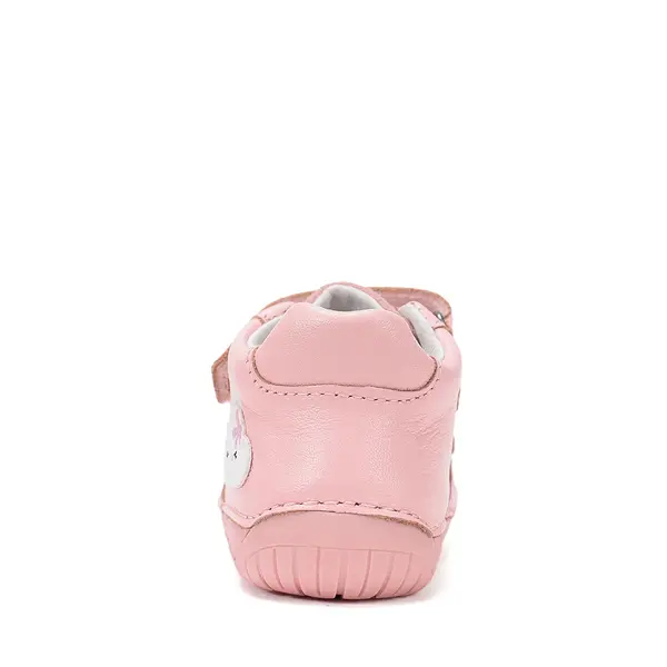 Pantofi Barefoot D.D. Step fete, piele naturala, primii pasi, roz, design cu norisor_S070-61244-25_Pebebe