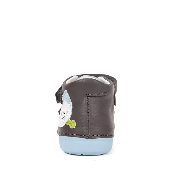 Pantofi D.D. Step baieți, piele naturală, primii pași, talpa felxibilă, gri deschis, design Baseball_S066-61414B-22_Pebebe