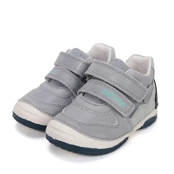 Pantofi DD Step baieți, piele naturală, cu suținere, talpa flexibila, gri deschis_S038-61324-19_Pebebe