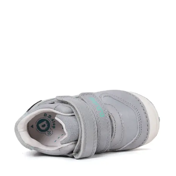 Pantofi DD Step baieți, piele naturală, cu suținere, talpa flexibila, gri deschis_S038-61324-19_Pebebe