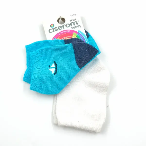 Sosete set 2 perechi, bumbac si elastan, bleu barcuta, Ciserom_326-2-2-3-6_Pebebe