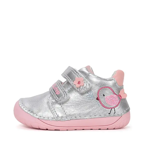 Pantofi Barefoot D.D. Step fete, piele naturala, primii pasi, argintiu_S070-61646-25_Pebebe