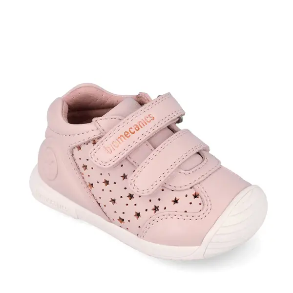 Pantofi Biomecanics fete, Biogateo Casual, primii pasi  – Roz Pudrat cu Steluțe_262101-A779-22_Pebebe