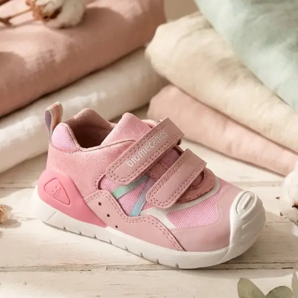 Pantofi Biomecanics fete, Biogateo Casual, primii pasi  – Roz Metalizat și Mesh Respirabil_262103-A032-25_Pebebe