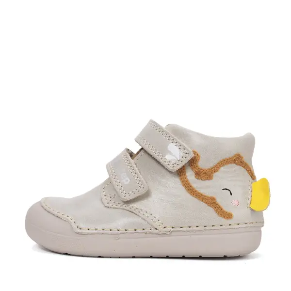 Pantofi D.D. Step baieți, piele naturala, primii pași, talpa felxibilă, crem, design elefant_S066-61158-24_Pebebe