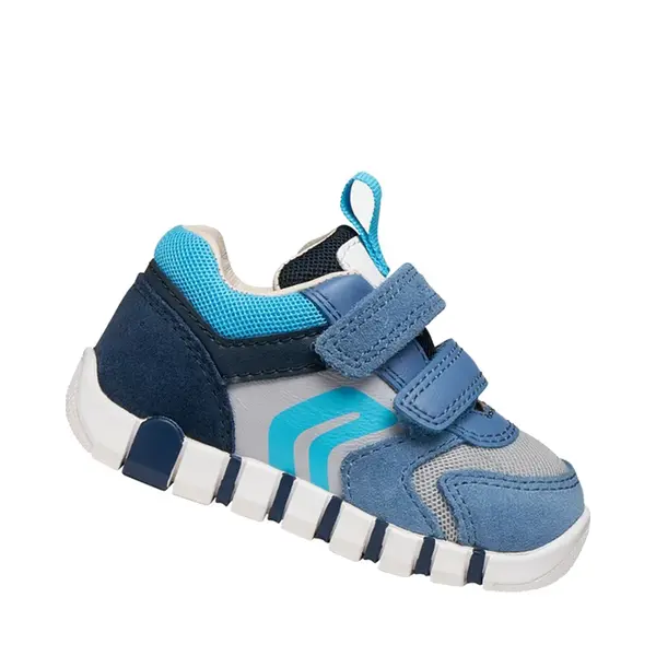 Pantofi Geox baieți, piele naturala, brant antibacterian, Geox Respira, Iupidoo, Albastru cu gri deschis_B3555D-02214-C4S1L-18_Pebebe