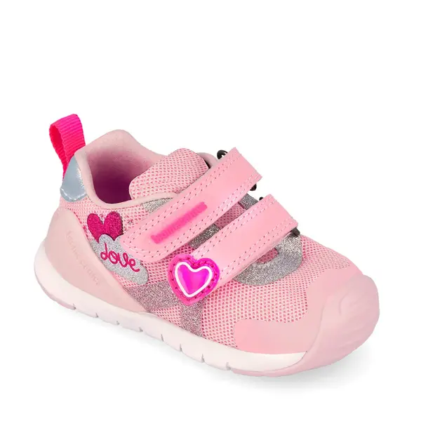 Pantofi Sport Biomecanics Fete, Biogateo, material textil, Roz cu Sclipici și Inimioare_262133-A032-22_Pebebe