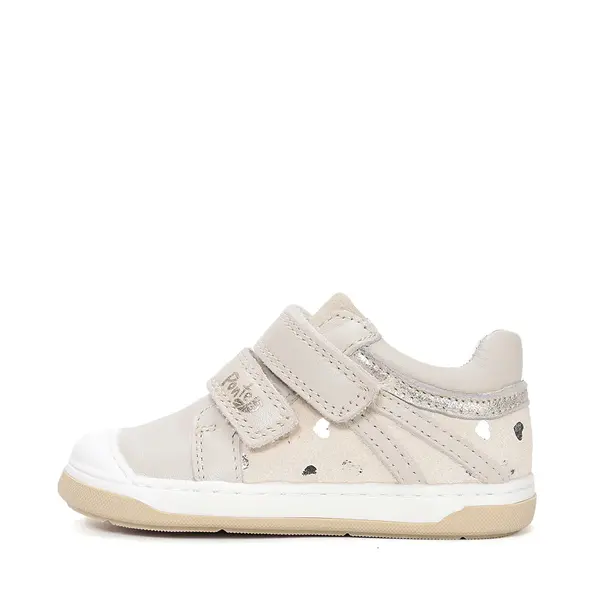 Pantofi din piele naturala cu supinatie pentru fete, Ponte20, crem cu inimioare_DA03-6-1326A-24_Pebebe