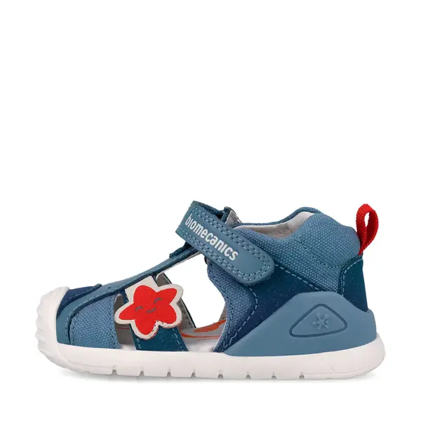 Sandale Biomecanics baieti, talpa flexibila, protectie degete, Biogateo Casual, albastru cu steluta_262127-A631-20_Pebebe