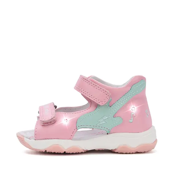 Sandale D.D. Step fete, piele naturală, LED, roz, design cu chitara,_G064-61965A-21_Pebebe