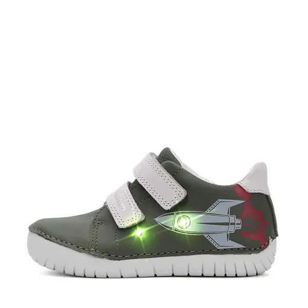 Pantofi D.D Step baieti, piele naturala, talpă flexibilă, LED, verde smarald_S050-61691BM-25_Pebebe