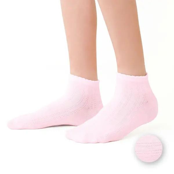 Șosete roz deschis, până la gleznă, pentru fete, cu model, STEVEN_ZI011004Z_Pebebe