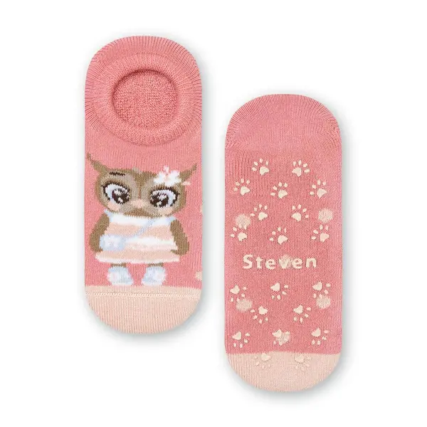 Șosete scurte roz pentru fete, antiderapante (ABS), STEVEN_ZV024134Z_Pebebe