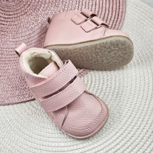 Ghete primii pasi, piele naturala, captuseala din blanita, talpa felxibila, roz deschis_RO-22-10-22_Pebebe