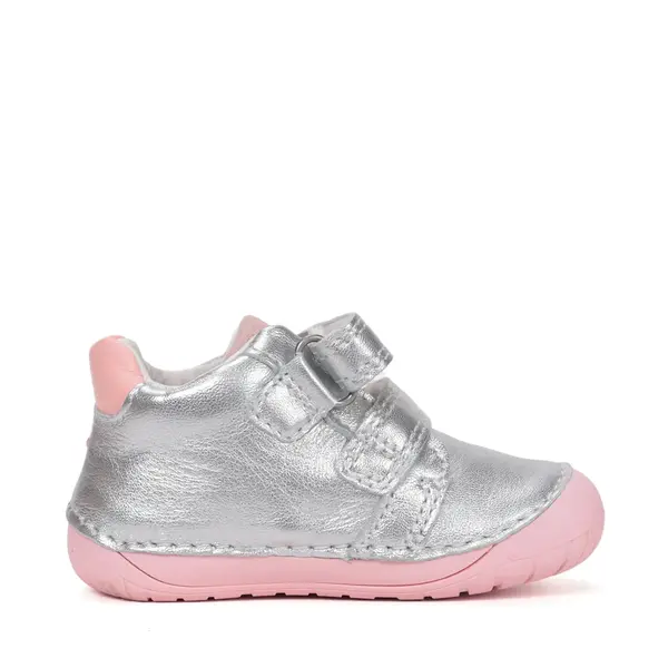Pantofi Barefoot D.D. Step fete, piele naturala, primii pasi, argintiu_S070-61646-25_Pebebe