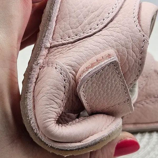 Pantofi barefoot din piele naturala pentru copii, primii pasi, inchidere cu scai si talpa din flexibila, roz_RO-14-9-24_Pebebe