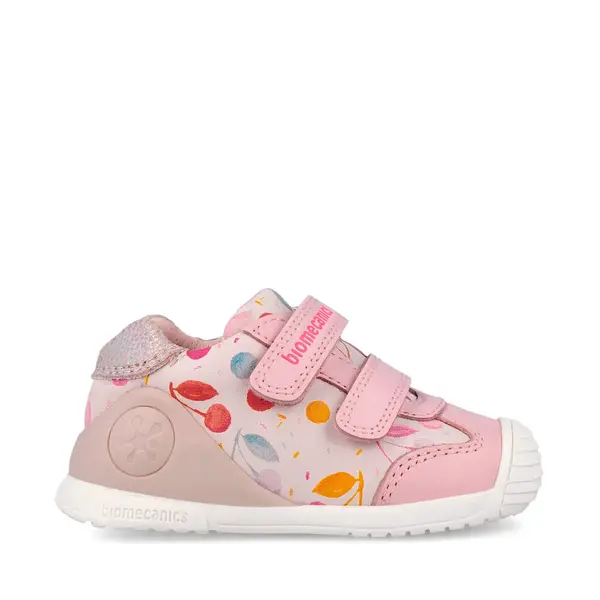 Pantofi Biomecanics fete, Biogateo Casual, primii pasi  – Roz cu Imprimeu Multicolor_262102-A779-20_Pebebe