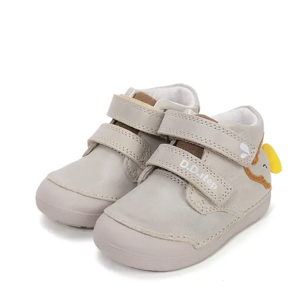 Pantofi D.D. Step baieți, piele naturala, primii pași, talpa felxibilă, crem, design elefant_S066-61158-24_Pebebe