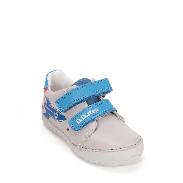 Pantofi D.D Step baieti, piele naturala, talpă flexibilă, LED, gri deschis_S050-61691AM-30_Pebebe