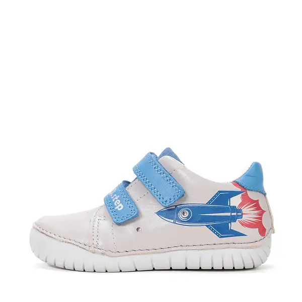 Pantofi D.D Step baieti, piele naturala, talpă flexibilă, LED, gri deschis_S050-61691AM-30_Pebebe
