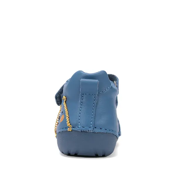 Pantofi D.D. Step băieți, primii pasi, piele naturala, talpa flexibila, albastru cu urs_S015-61472A-19_Pebebe