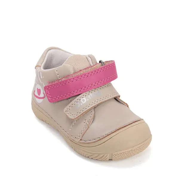 Pantofi D.D Step fete, piele naturală, captuseală din piele, talpă flexibilă, crem,design cu inimioară_S082-61694B-23_Pebebe