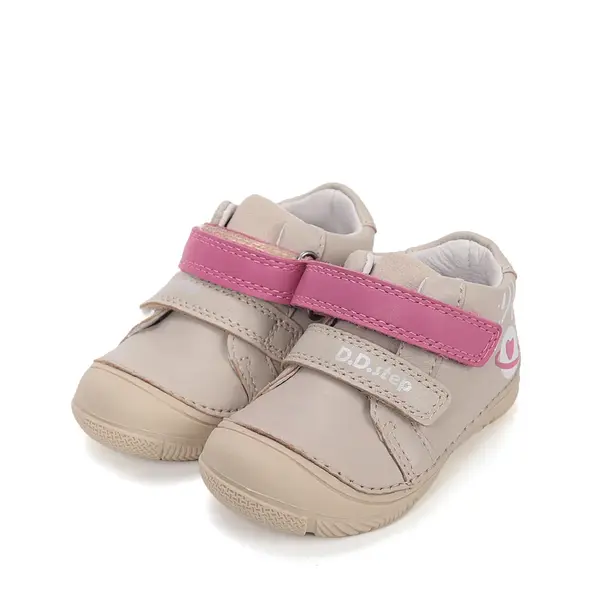 Pantofi D.D Step fete, piele naturală, captuseală din piele, talpă flexibilă, crem,design cu inimioară_S082-61694B-23_Pebebe