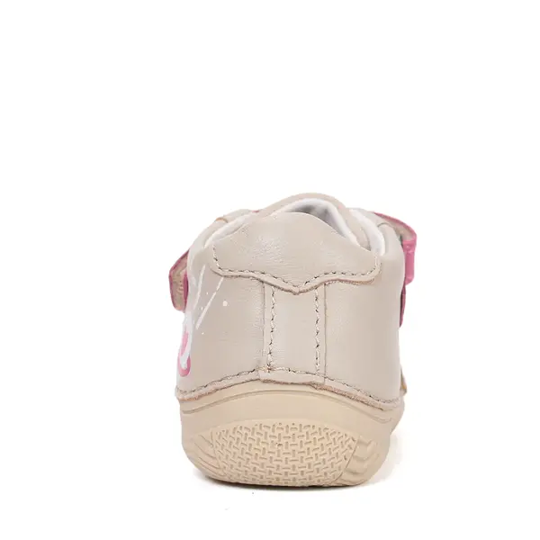 Pantofi D.D Step fete, piele naturală, captuseală din piele, talpă flexibilă, crem,design cu inimioară_S082-61694B-23_Pebebe